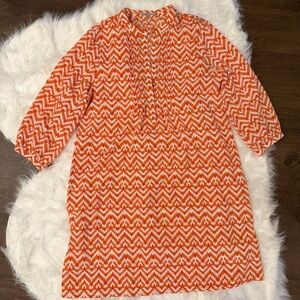 GAP Orange and White Zigzag Dress